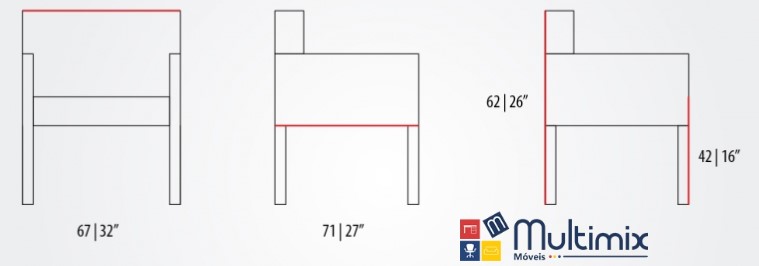 Poltrona Siena 1 lugar I Diversas opções de revestimento I com 0,67 m de comprimento