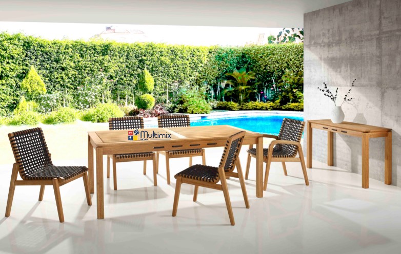 Mesa de Jantar em Madeira Corda Preta | Linha Traço - Alt. 0,75 cm X Larg. 1,80 cm X Prof. 0,93 cm - Espaço Casa e Jardim