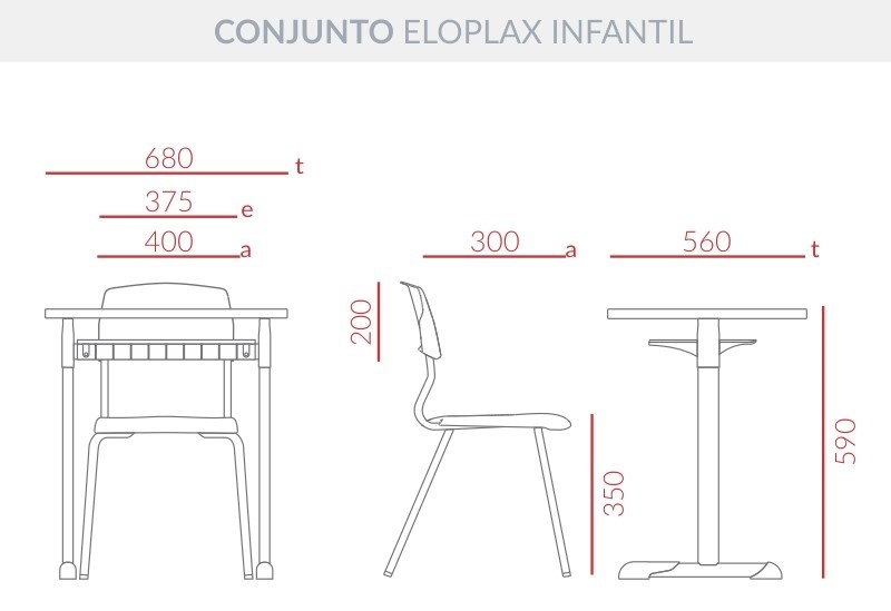 Conjunto Mesa e Cadeira Escolar Eloplax Infantil