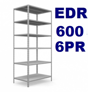 Estante de Aço 6 Prateleiras Edr-600/22 6pr | Chapa 22 - Reforçada 100 Kg/prat.